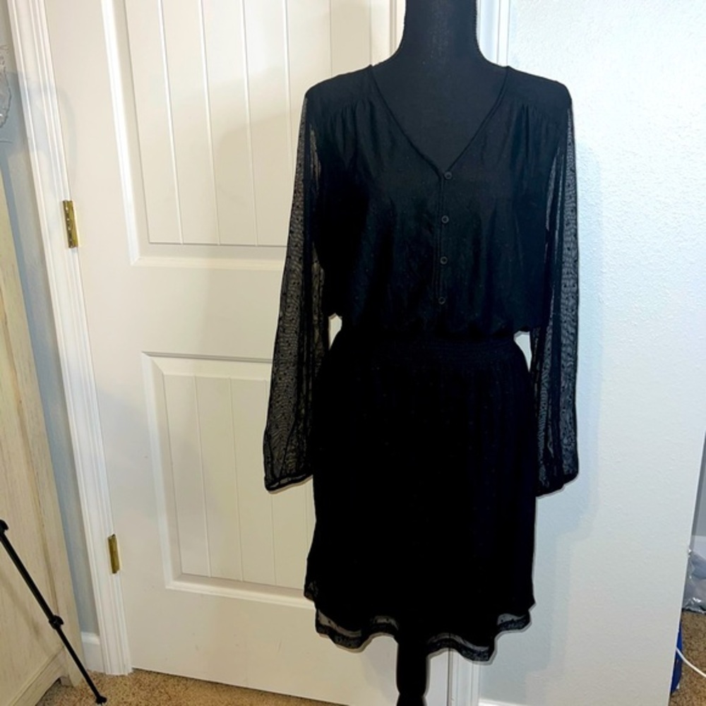 Daniel Rainn Polka Dot Long Sleeve Dress Medium